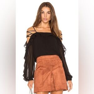 NWT BCBGMaxAzria Corrine Faux Seude Mini Skirt Sz Large $158